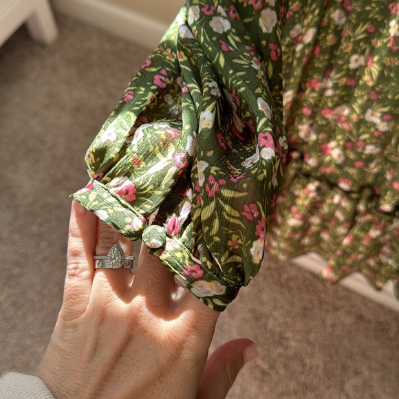 NWT Zara Women's Multicolor Long Sleeve Floral Metallic Ruffle Mini Dress XS - Picture 8 of 8